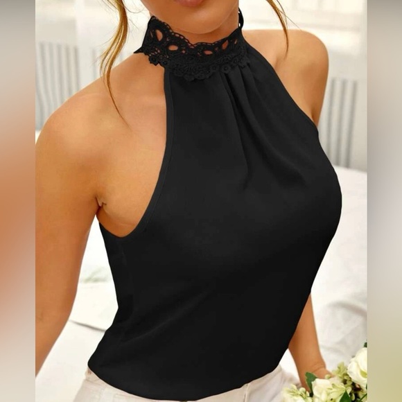 Tops - Unity Guipure Lace Insert Keyhole Back Blouse Women’s Top